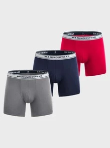 Men 3pcs Letter Tape Waist Boxer Brief - Multicolor - View 9