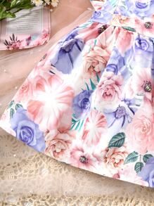 Bebé Vestido overol con estampado floral ribete con fruncido - Multicolor - Ver 5