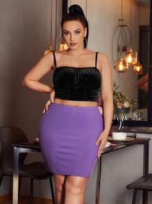 SHEIN SXY Plus Solid Bodycon Skirt - Violet Purple - View 3