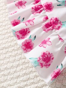 Baby Twist Front Ruffle Trim Tee & Floral Print Skirt - Multicolor - View 5