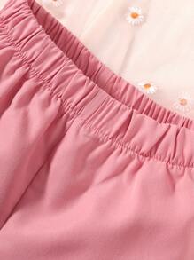 Baby Unicorn Print Ruffle Trim Bow Front Top & Shorts - Multicolor - View 3