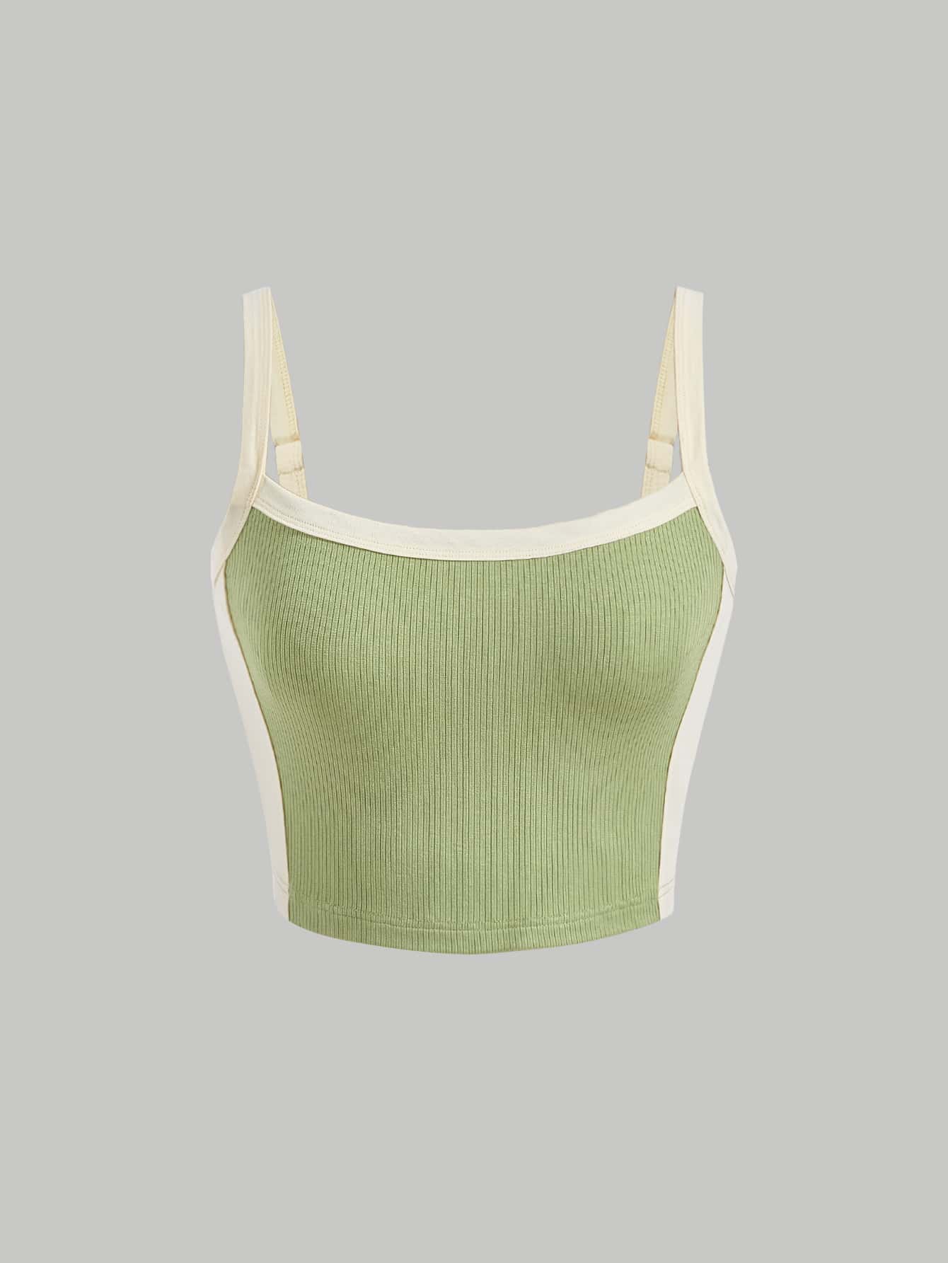 SHEIN MOD Contrast Binding Cami Top - Mint Green - View 1