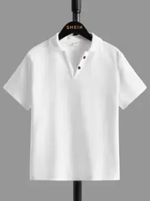 SHEIN Boys Solid Polo Shirt - White - View 1