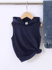 小男童字母圖案無袖連帽衫