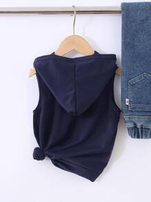 小男童字母圖案無袖連帽衫