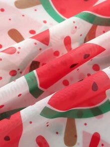 小女童西瓜圖案荷葉邊罩衫 - 彩色 - 查看 8