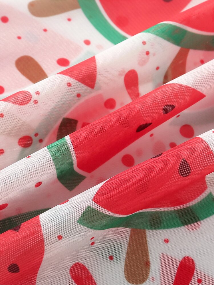 Toddler Girls Watermelon Print Ruffle Hem Cover Up