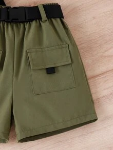 Chicas Camiseta unicolor & con bolsillo con solapa Shorts - Multicolor - Ver 4