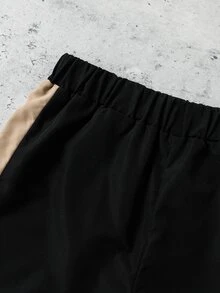 SHEIN 男孩撞色前紐扣襯衫和側條紋短褲 - 彩色 - 查看 3