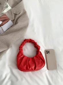 Bolso de mano plegable de mini diseño en unicolor para mujeres, bolso de hombro con forma de media luna con nube - Burdeos - Ver 6