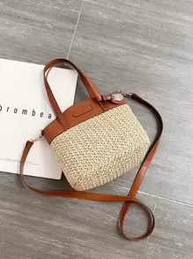 Patch Detail,Straw Purse,Straw Beach Bag,Beach Necessities,Beach Essentials,Beach Stuff & Summer Essentials, Best Women Bag For Beach Vibes, Wicker Bag - Multicolor - View 7