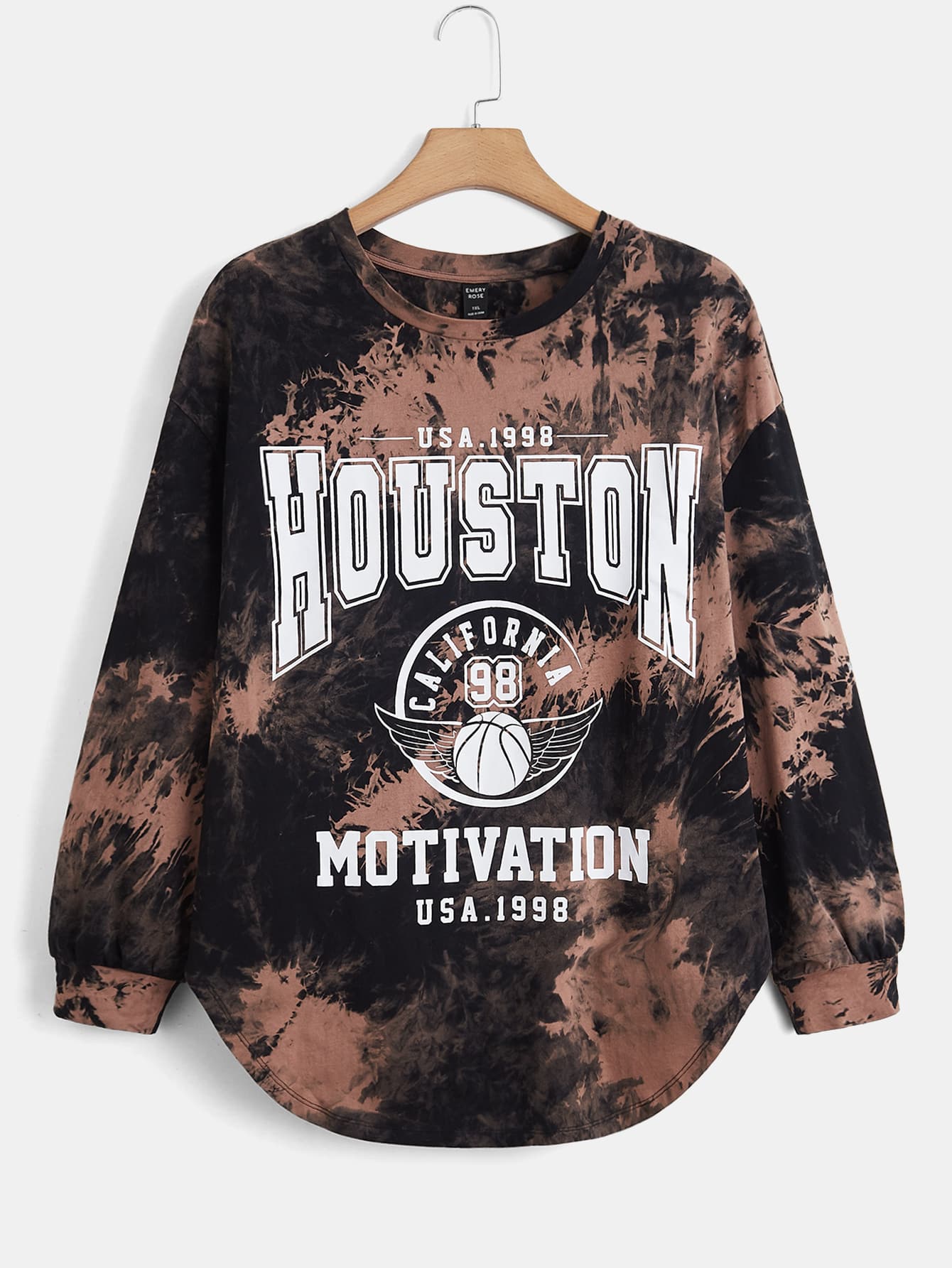 SHEIN EZwear Plus Tie Dye Letter Graphic Drop Shoulder Tee - Multicolor - View 1