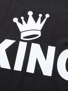 SHEIN Young Boy Crown & Letter Graphic Tee & Shorts