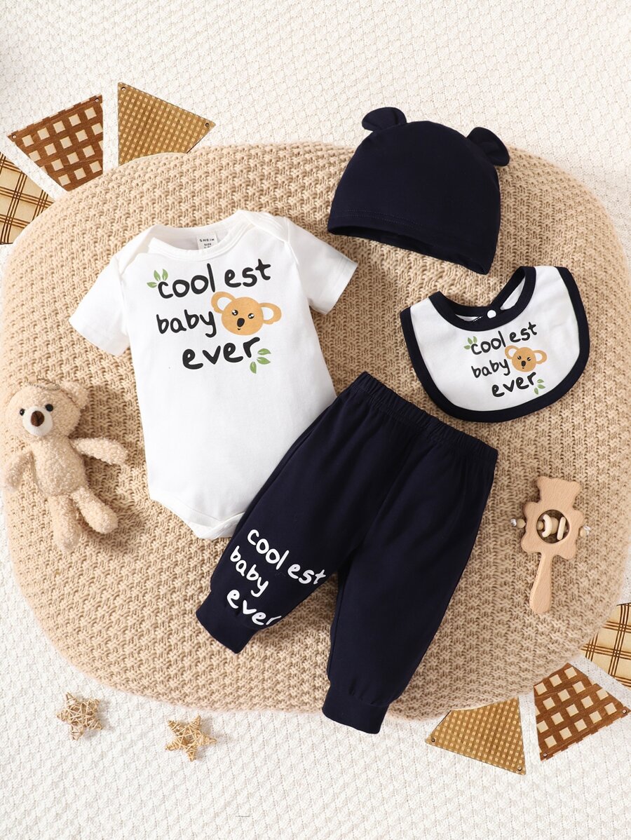 Baby Boy Koala & Slogan Graphic Bodysuit & Sweatpants SHEIN USA