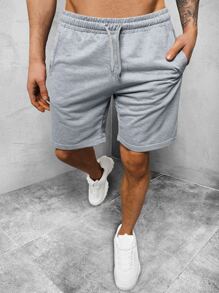 Manfinity Homme Nam Lỏng lẻo phù hợp Eo dây rút Quần short - Xám - Xem 8