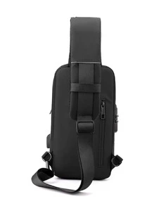 男士多功能运动防盗可调节单肩斜挎包胸包腰包腰包斜挎包侧包大学包父亲节礼物夏季爸爸万圣节男士礼物秋季圣诞节尖叫男士包腰包旅行包男士斜挎包冬季圣诞节礼物腰包 - 黑色 - 查看 2