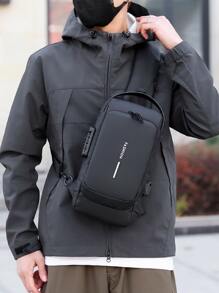 男士多功能运动防盗可调节单肩斜挎包胸包腰包腰包斜挎包侧包大学包父亲节礼物夏季爸爸万圣节男士礼物秋季圣诞节尖叫男士包腰包旅行包男士斜挎包冬季圣诞节礼物腰包 - 黑色 - 查看 3