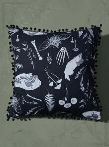 Goth Funda de cojín sin relleno con estampado de planta - Multicolor - Ver 1