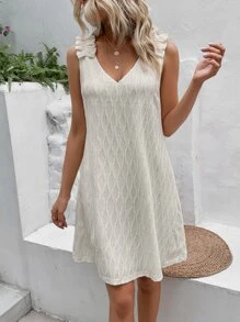 Breezaya 荷葉邊直筒連衣裙 - 杏色 - 查看 2