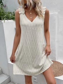 Breezaya 荷葉邊直筒連衣裙 - 杏色 - 查看 6