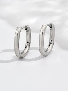 男士極簡圓耳環,適用於首飾類禮品和派對 - 銀色 - 查看 2