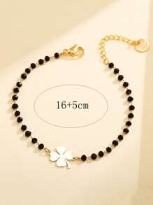 1入時尚不鏽鋼四葉草心形手鍊女士款 - 彩色 - 查看 3