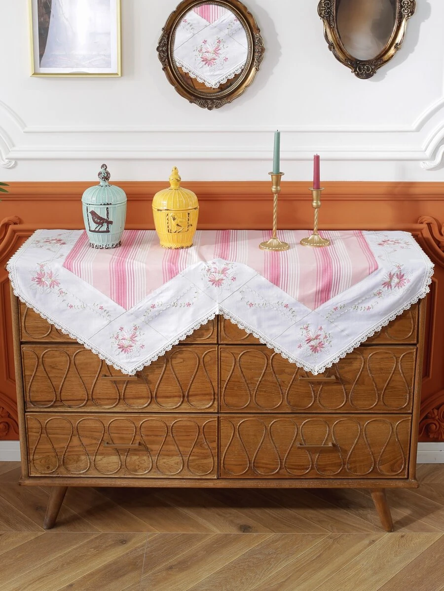 1 pieza Mantel con bordado floral - Multicolor - Ver 1