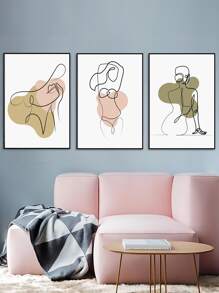 3pcs Abstract Figure Graphic Unframed Painting - Multicolor - View 6