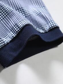 Manfinity Homme Men Plaid Print Polo Shirt - Blue and White - View 5