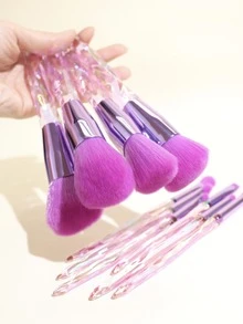 10pcs Clear Makeup Brush Set,Brush Set,Makeup Brush Kit,Make Up Brush Set,Make Up Set Complete,Makeup Brush Set,Complete Makeup Kit,Brush Kit,Brushes Makeup Set,Makeup Gift Set,Set - Purple - View 3