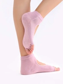 1 par Calcetines de yoga unicolor de punta abierta