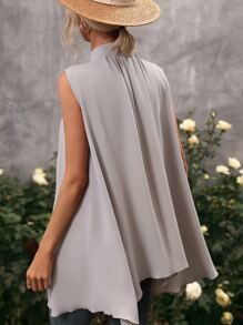 SHEIN Privé Tie Neck Sleeveless Blouse - Light Grey - View 2