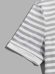 Manfinity VCAY Men Striped Print Ringer Tee - Light Grey - View 4