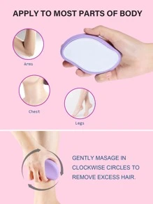 Mango Shaped Crystal Hair Eraser And Foot File, 1pc Reusable Crystal Hair Remover Magic Painless Exfoliation Hair Removal Tool, Magic Hair Eraser For Back Arms Legs Fast & Easy Crystal Hair Eraser For Women And Men, Foot File Callus Remover For Dead Skin - Purple - View 4