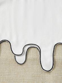 SHEIN Tank Tops & Camis Bé Gái Bất đối xứng Tương phản ràng buộc màu trơn Giải trí - trắng - Xem 4