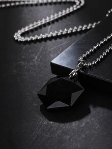 Men Geometric Natural Crystal Charm Necklace - Multicolor - View 2