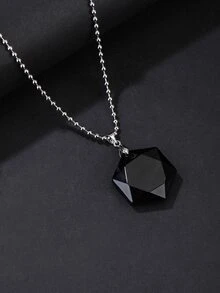 Men Geometric Natural Crystal Charm Necklace - Multicolor - View 3