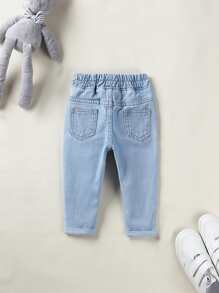 Baby Heart Print Jeans - Light Wash - View 2