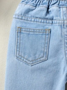 Baby Heart Print Jeans - Light Wash - View 6