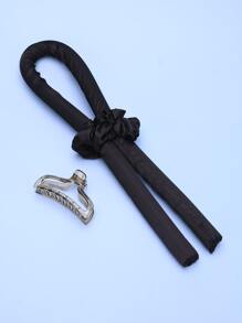 4pcs Solid Hair Roller Tool Set,Hair Rollers for Heatless Curls | Heatless Hair Curlers & Hot Rollers | Hair Curlers to Sleep in | Heatless Curling Rod Headband | Heatless Curler - Black - View 1