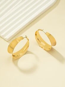 Minimalist Hoop Earrings - Yellow Gold - View 4