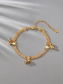 Bell Charm Anklet - Yellow Gold - View 2