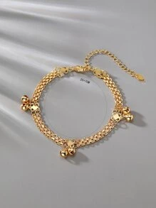 Bell Charm Anklet - Yellow Gold - View 4