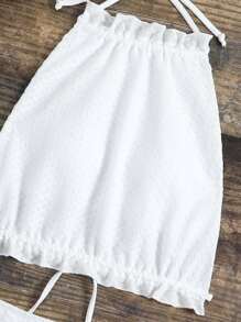 荷叶边装饰吊带比基尼套装 夏日海滩 - 白色 - 查看 6