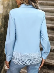 SHEIN LUNE Camisa con encaje - Celeste - Ver 2