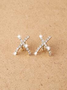 Trang trí chữ Rhinestone Clip trên bông tai - Vàng - Xem 5