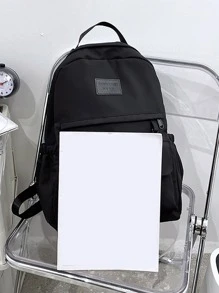 17L Men Letter Patch Decor Casual Daypack, Schoolbag For Travel, College, School - Black - View 4