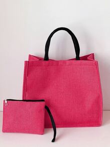 2 Miếng Dung lượng lớn Đồ họa Hình Túi Top Handle Với ví coin Bộ túi đi học Đối với , Cô gái tuổi teen , Cao đẳng Sinh viên , Hoàn hảo Đối với Trường đại học & Trung học phổ thông , Ngoài trời , Du lịch & Trở lại Đến , Màu sắc - Màu Hồng Tươi - Xem 5