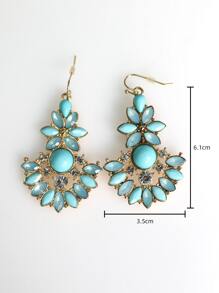 Rhinestone & Flower Decor Drop Earrings - Multicolor - View 5