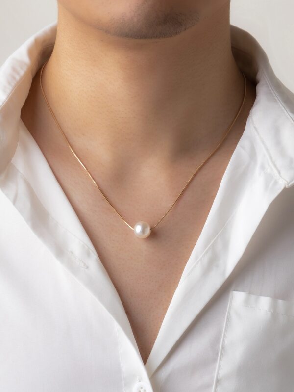 Collar De Moda Y Popular Para Hombres Con Decoración De Perlas Falsas En Cobre, Ideal Como Regalo Y Para Un Look Elegante